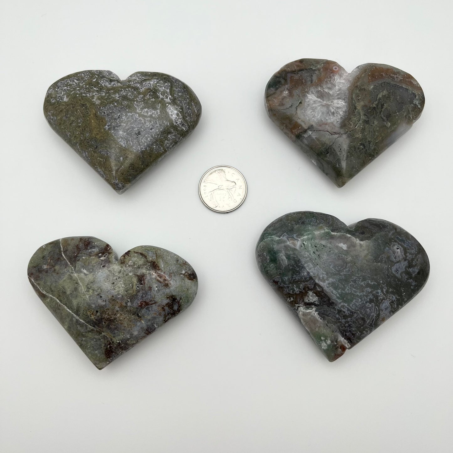 Purple/Blue Moss Agate Hearts