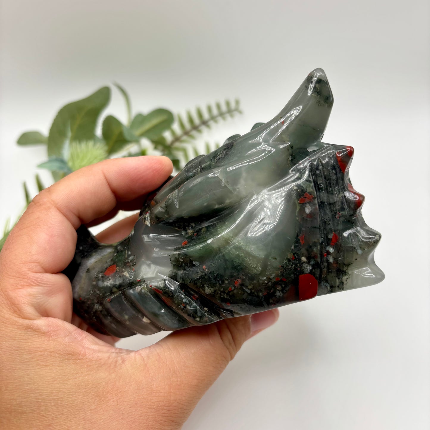African Bloodstone Dragon Head