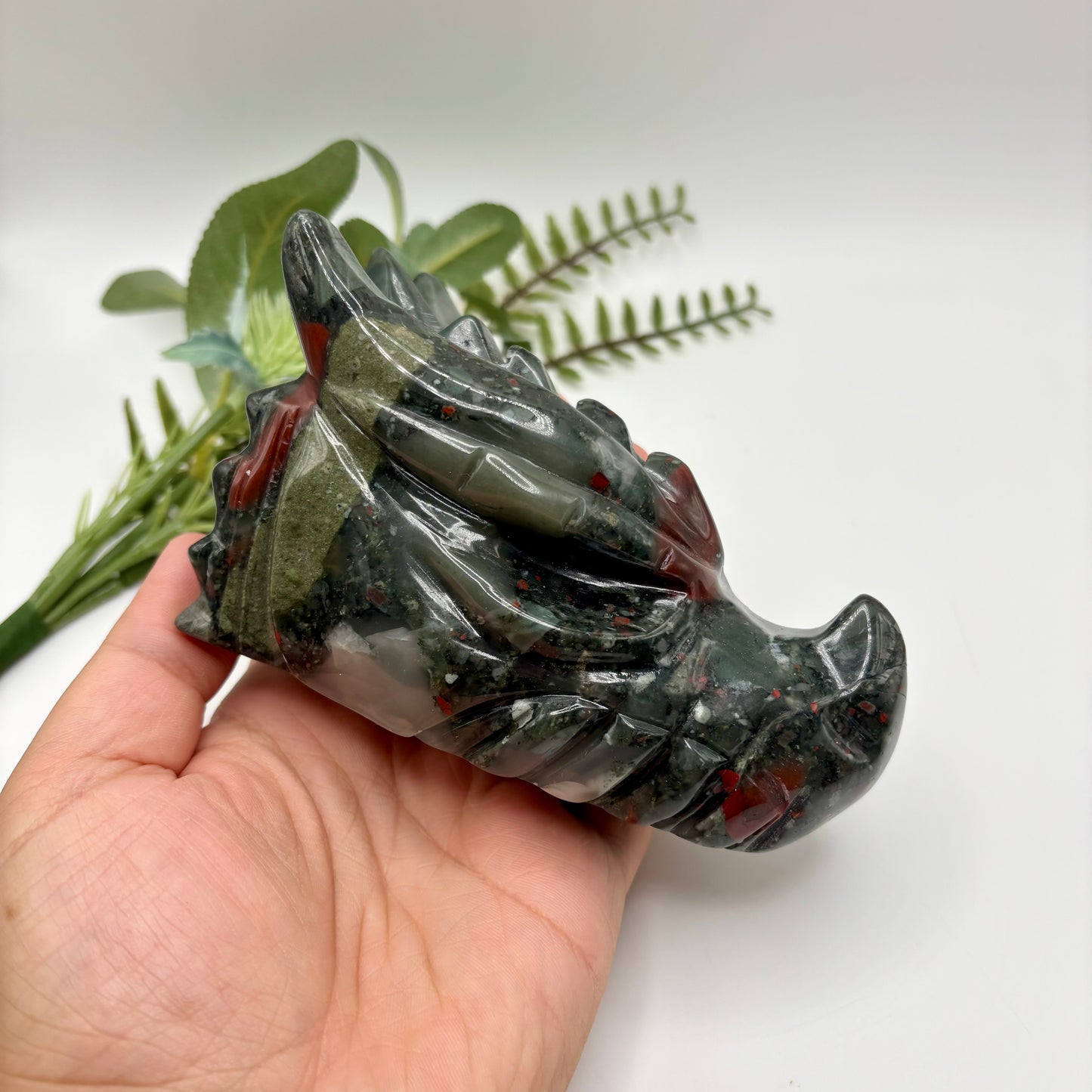 African Bloodstone Dragon Head