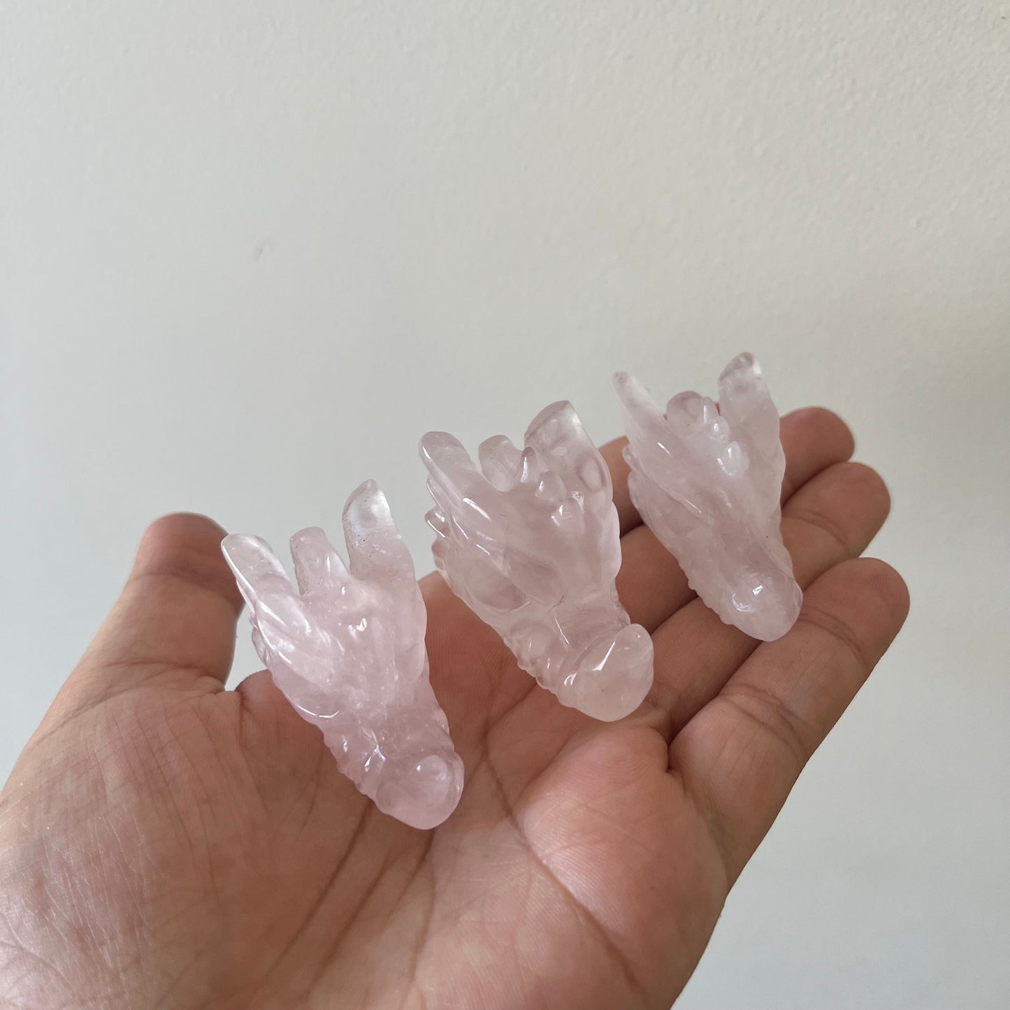 Rose Quartz Dragon Heads