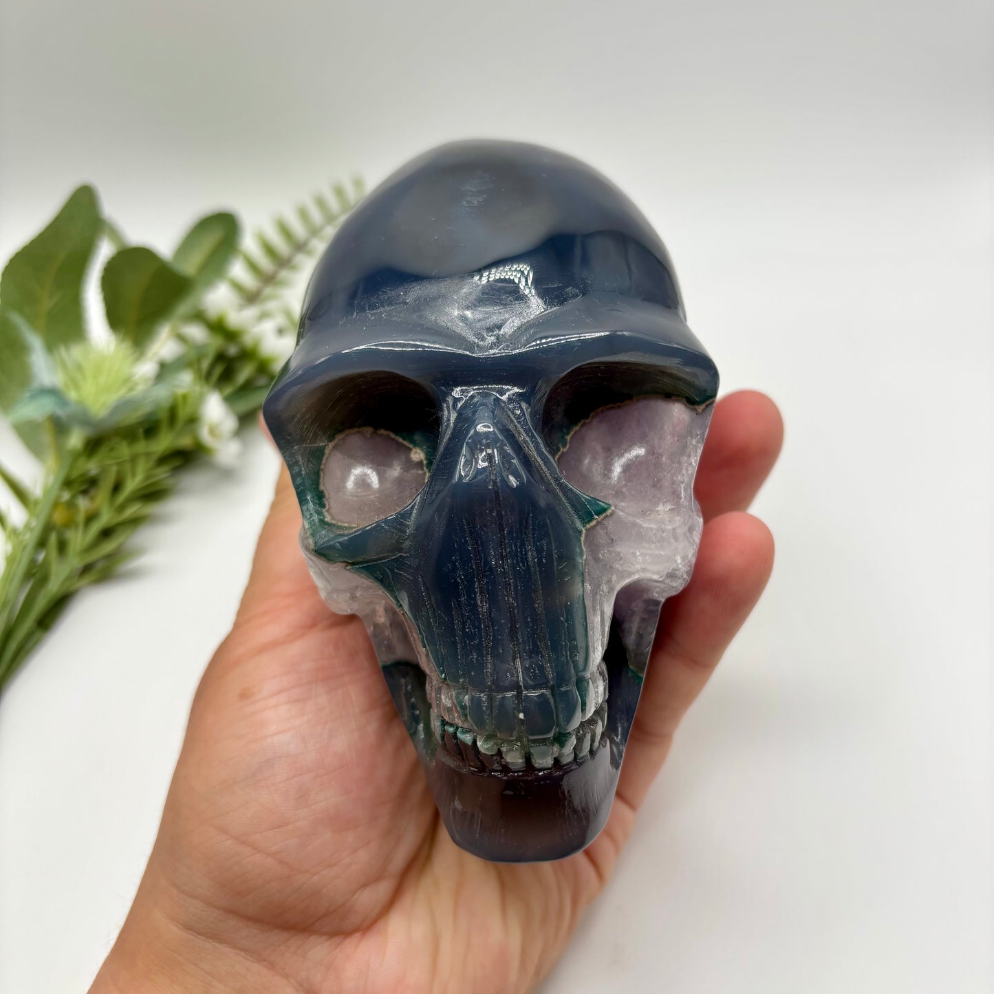 Amethyst in Agate Alien Skull