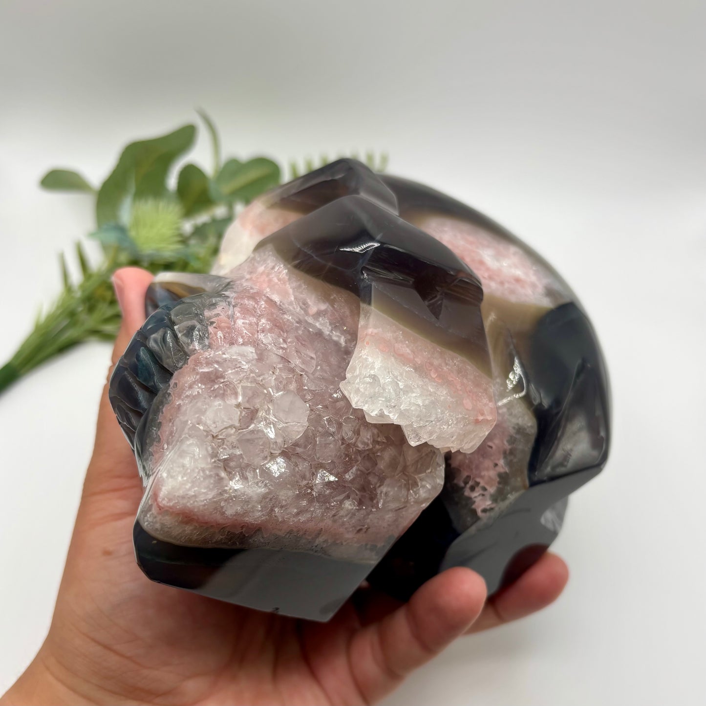 XXL Quartz in Agate Skull