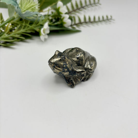 Pyrite with Shungite Frog