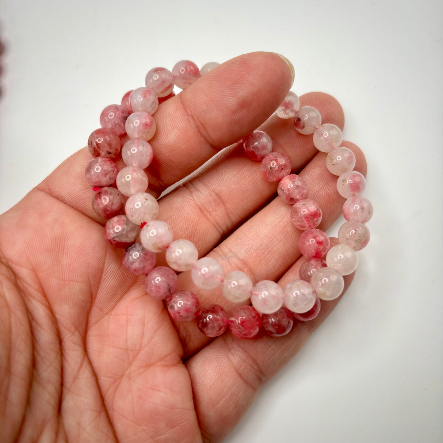 Pink Tourmaline in Quartz Bracelets