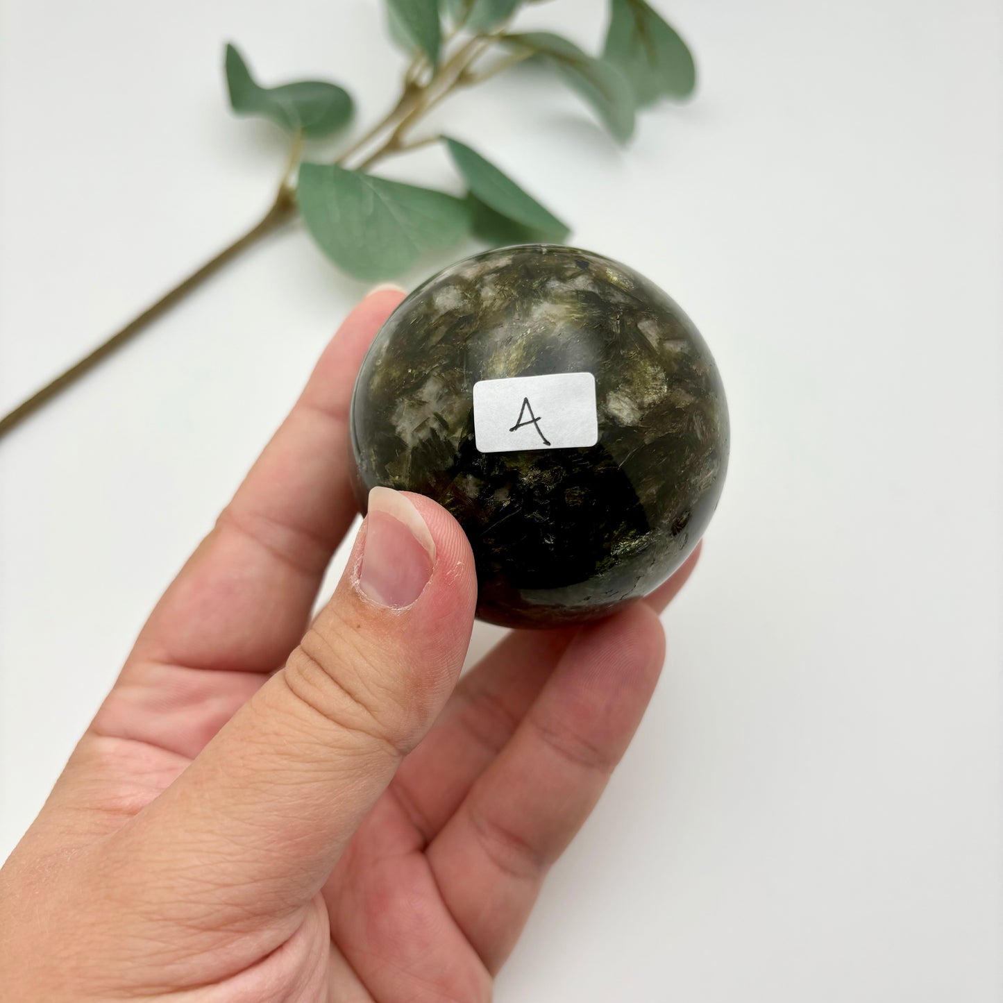 Green Tourmaline with Mica Spheres