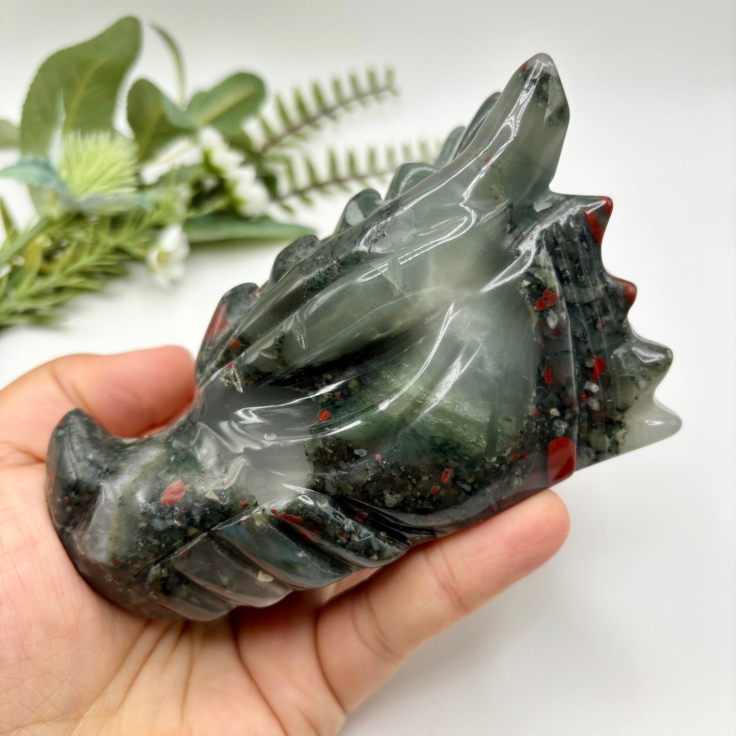 African Bloodstone Dragon Head