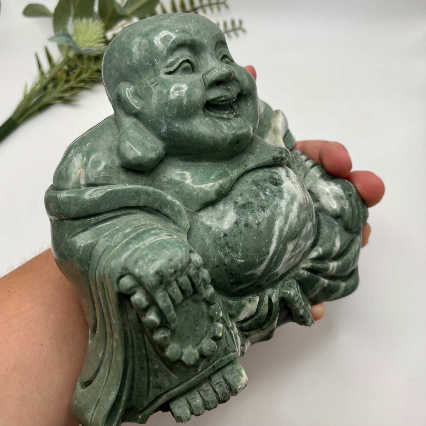 XL Jade Smiling Buddha
