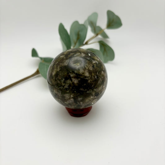 Green Tourmaline with Mica Spheres