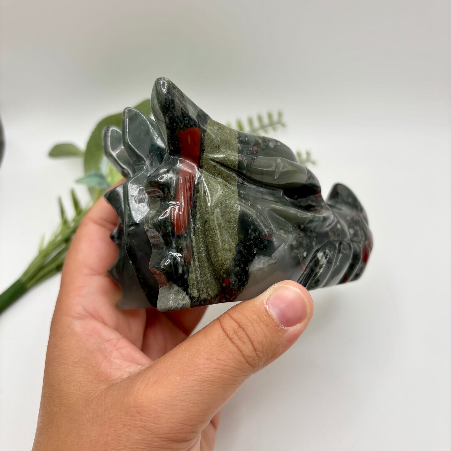 African Bloodstone Dragon Head