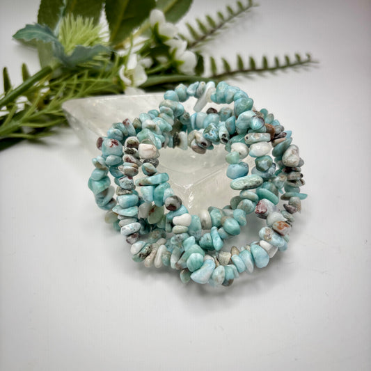 Dominican Larimar Chip Bracelets