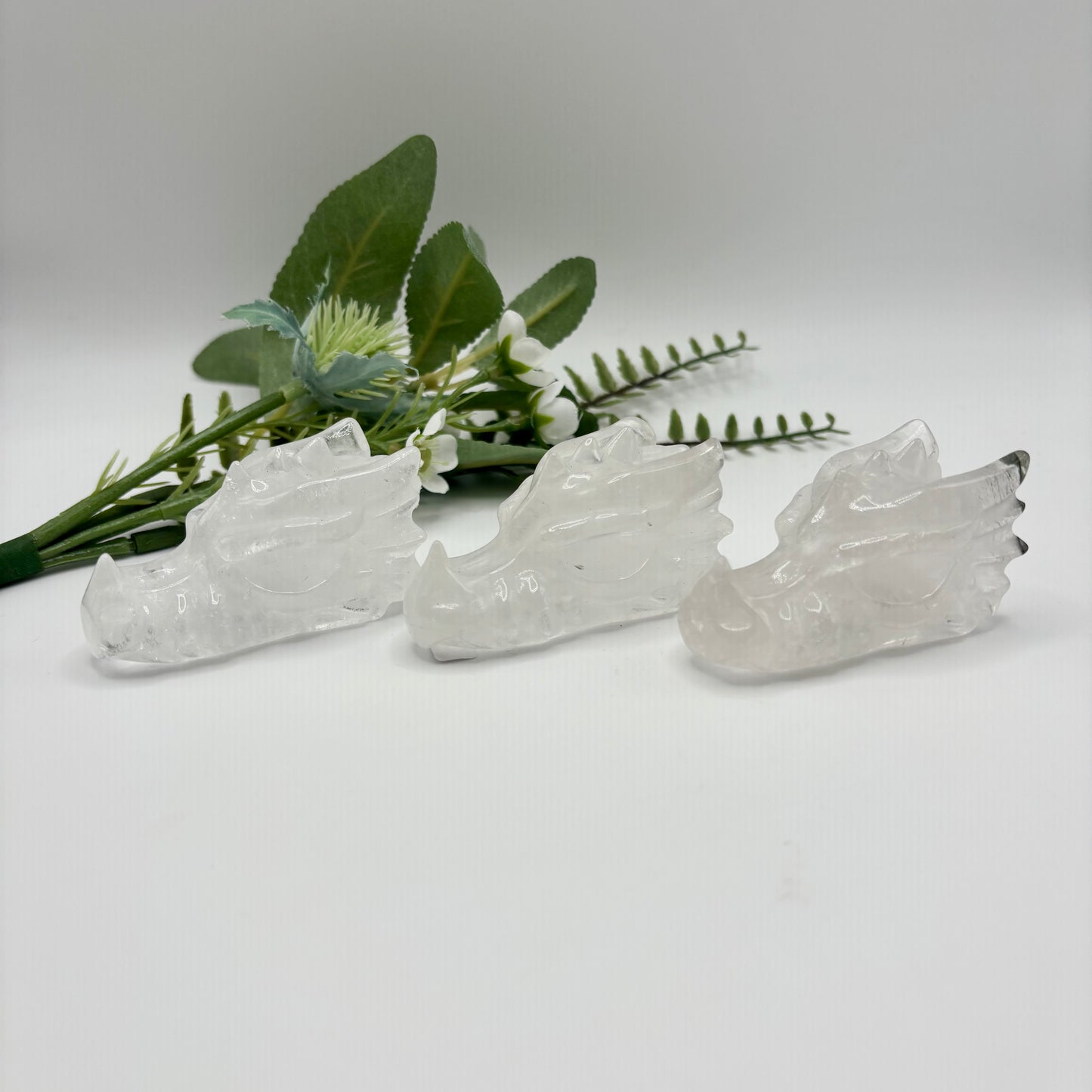 Clear Quartz Dragon Heads
