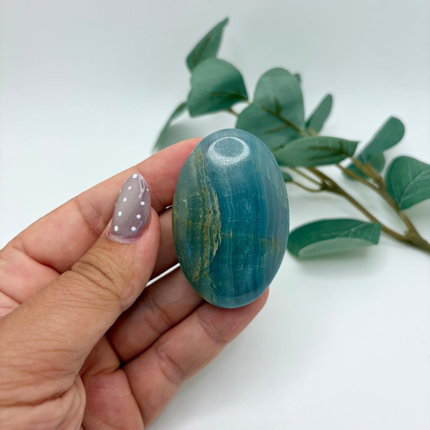 Blue Lemurian Calcite Palm Stones