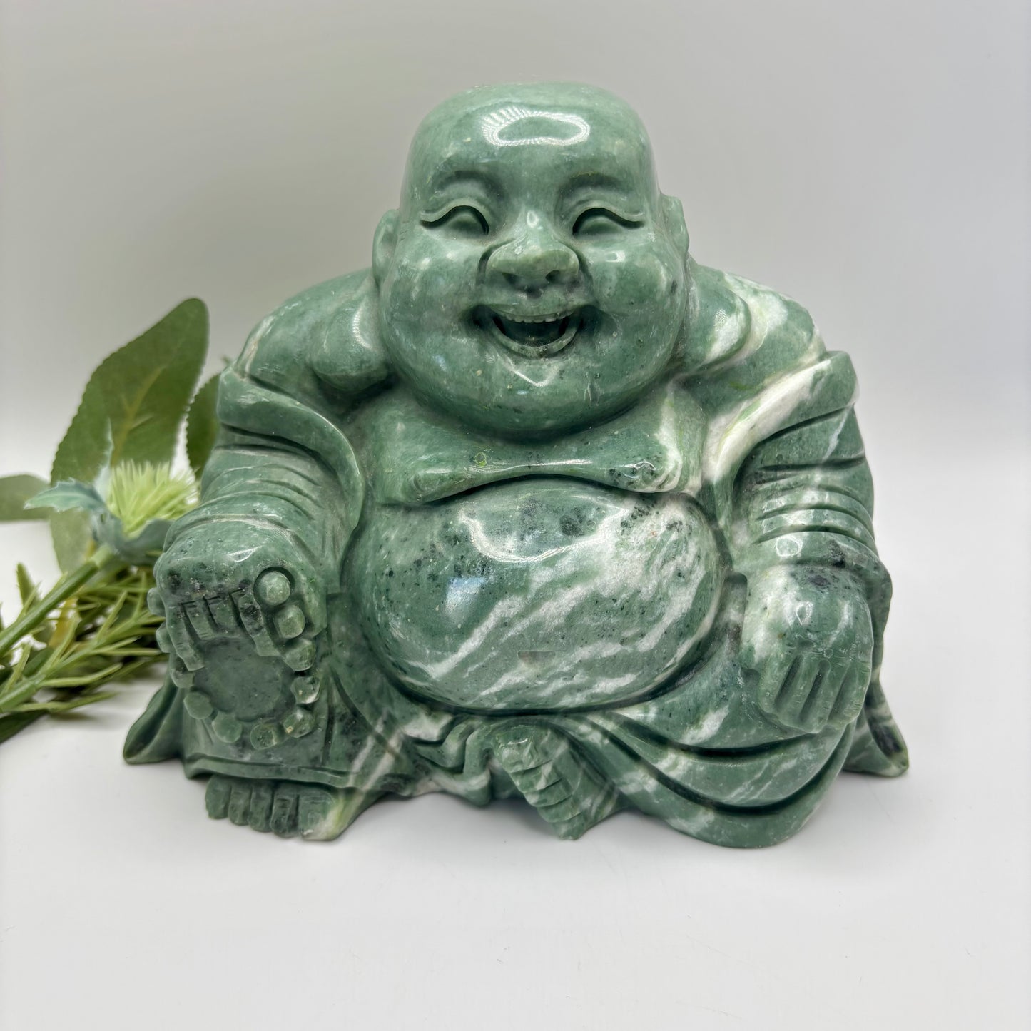 XL Jade Smiling Buddha