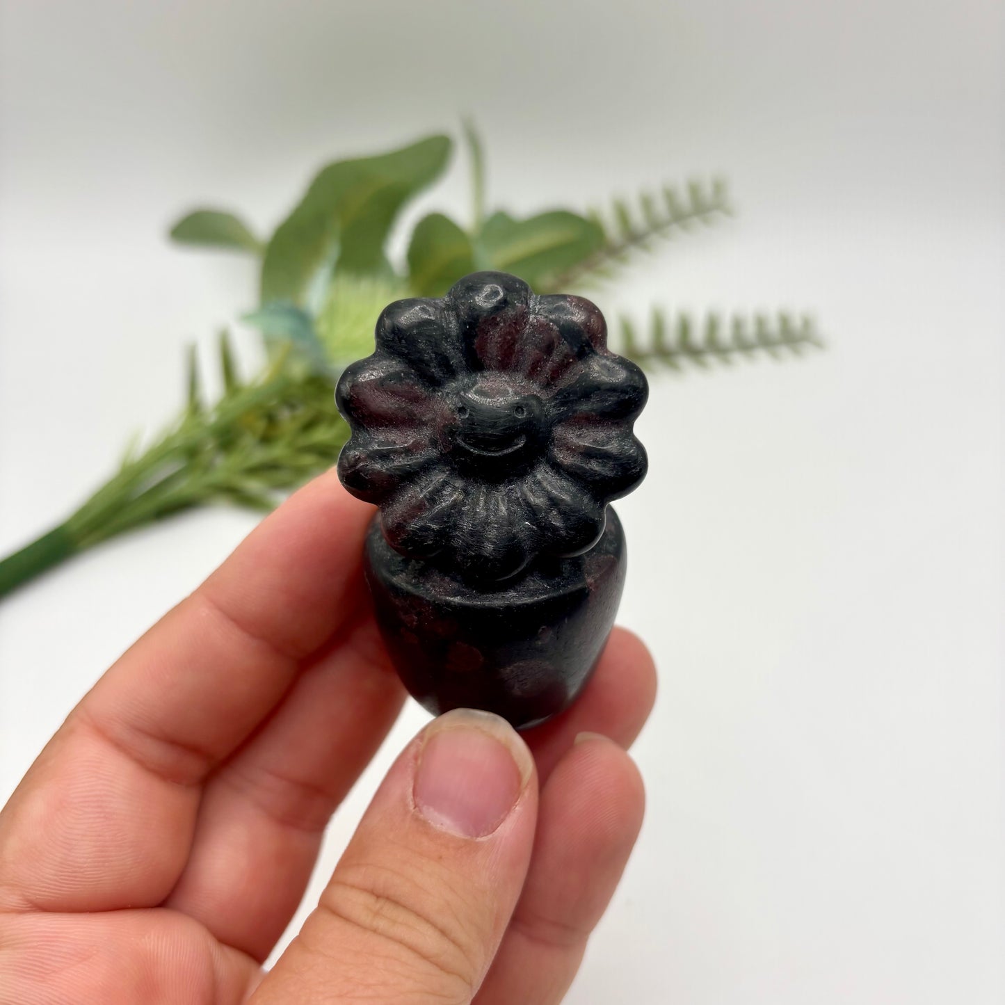 Arfvedsonite with Garnet Flower Pot