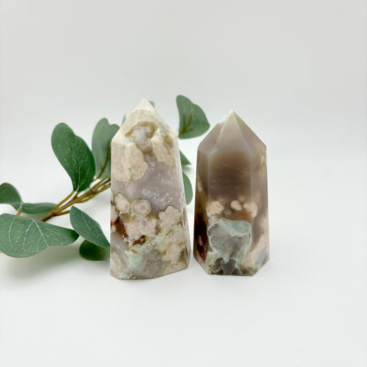 Green Flower Agate Towers