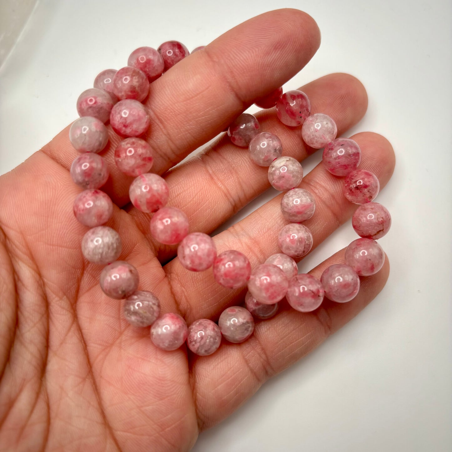 Pink Tourmaline in Quartz Bracelets