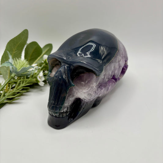 Amethyst in Agate Alien Skull