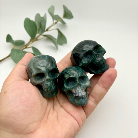 Moss Agate Skulls