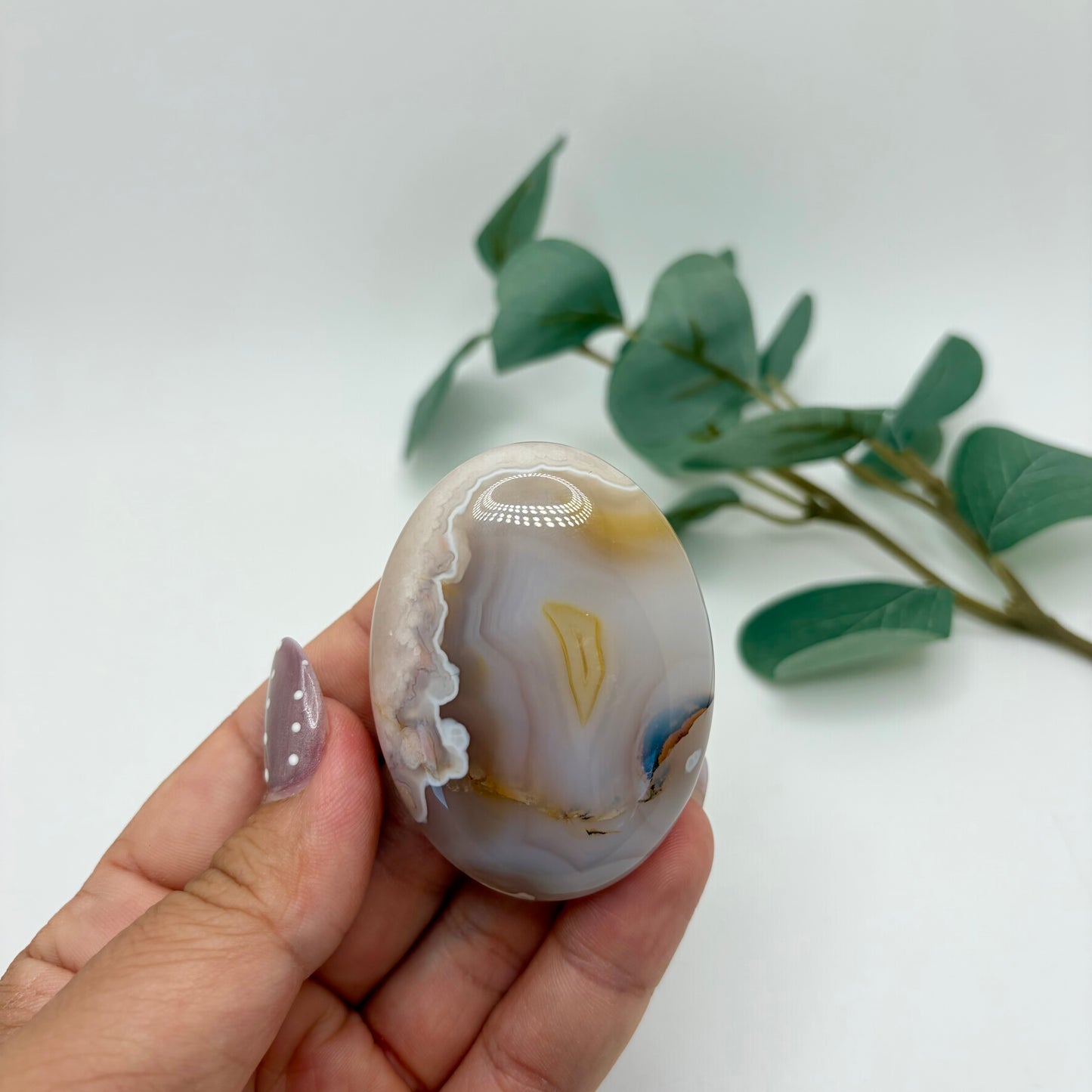 Flower Agate Palm Stone
