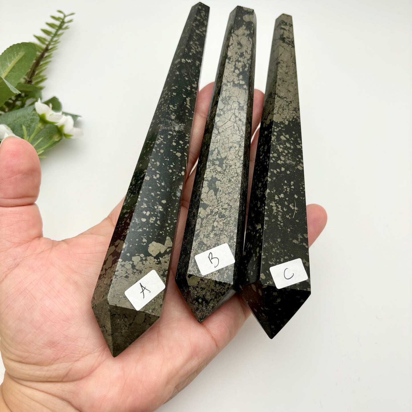 Pyrite with Shungite Sceptres