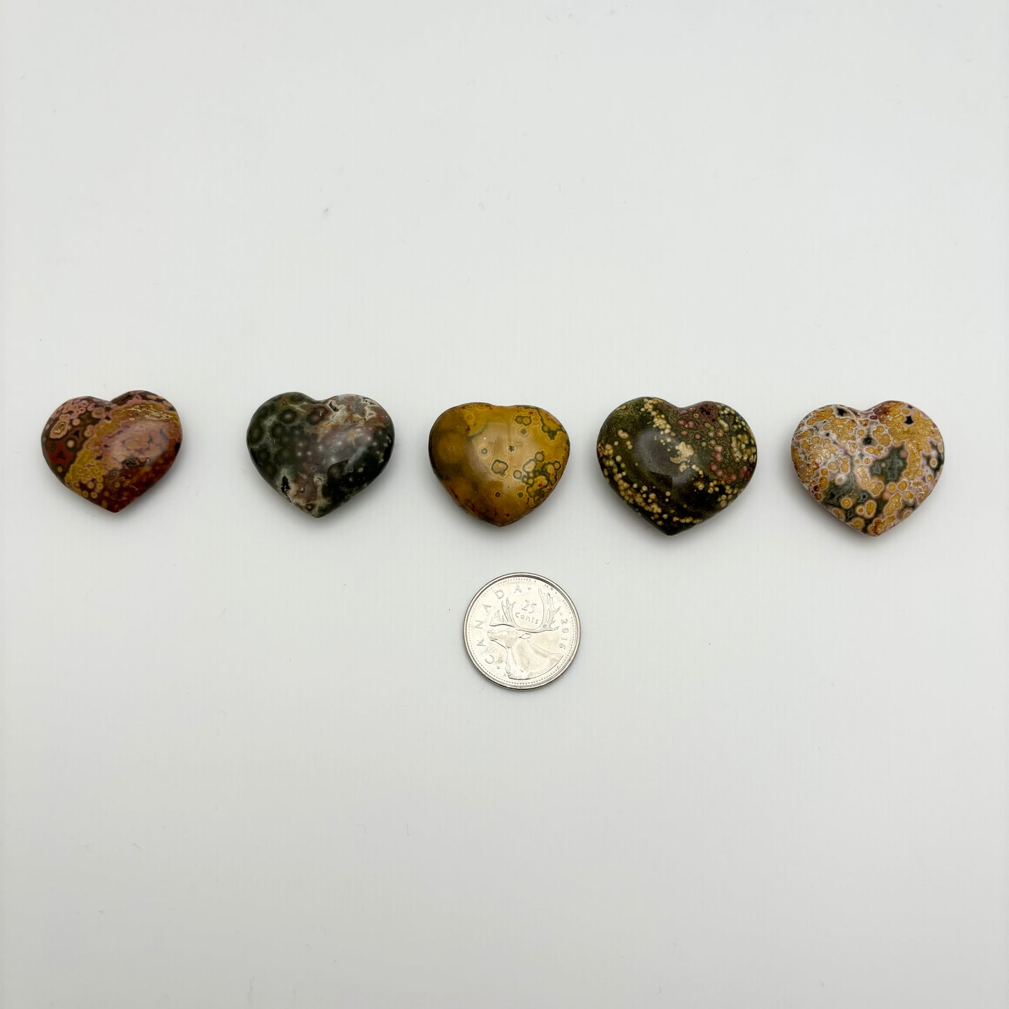 Madagascar Ocean Jasper Hearts (Yellow/Green/Pink)