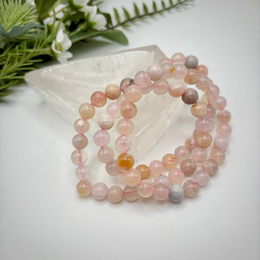 Flower Agate Bracelets (8mm)