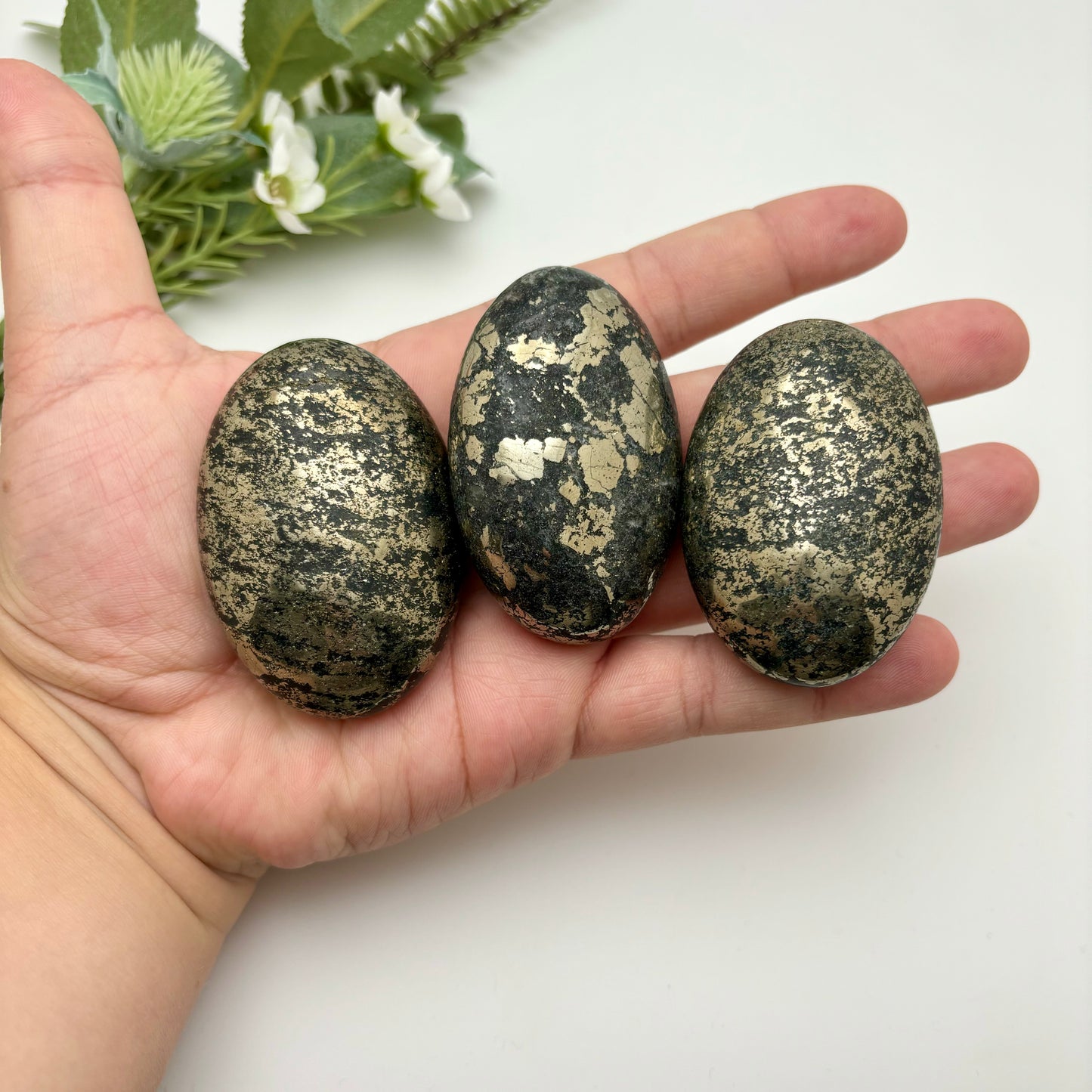 Pyrite with Shungite Palm Stones