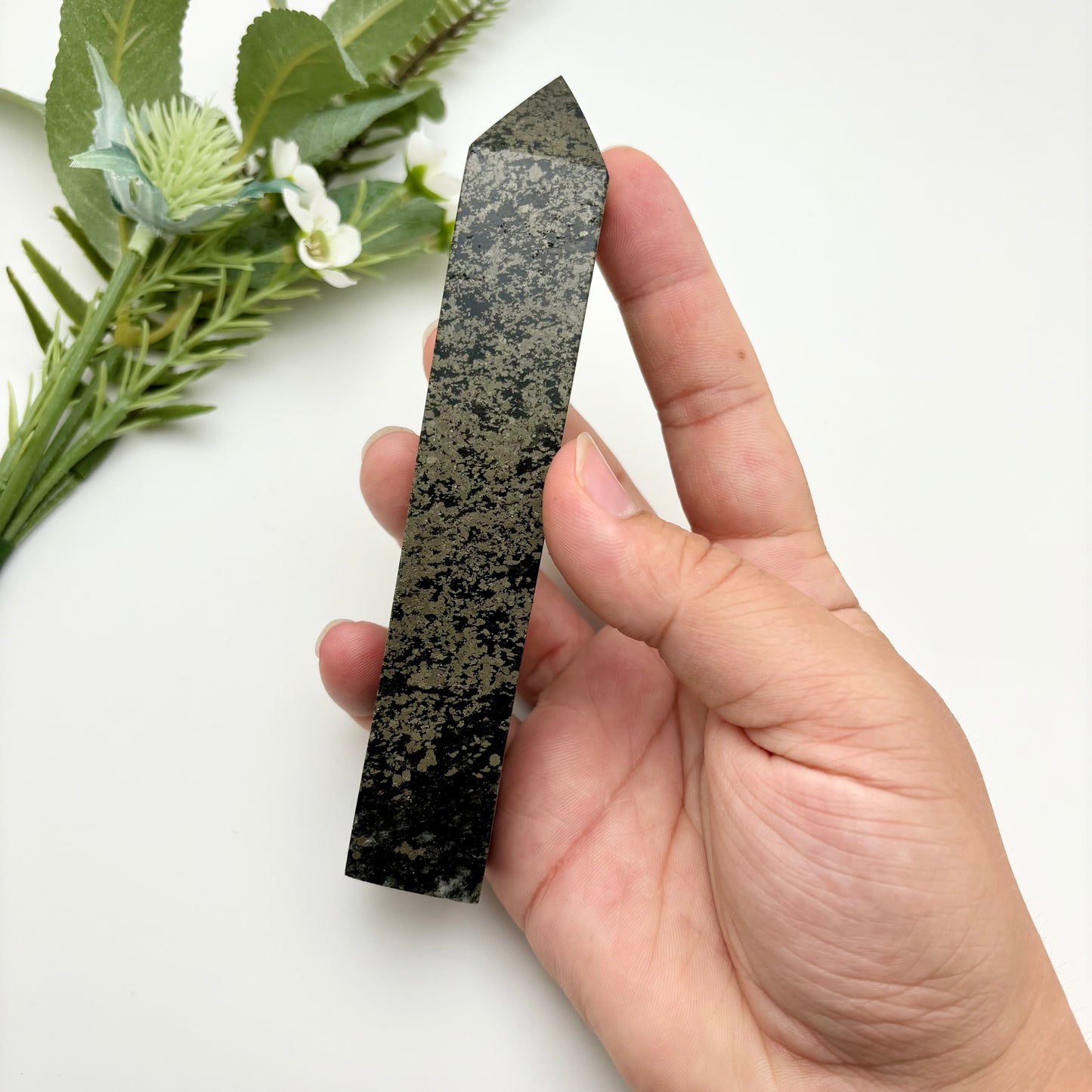 Pyrite with Shungite Tower