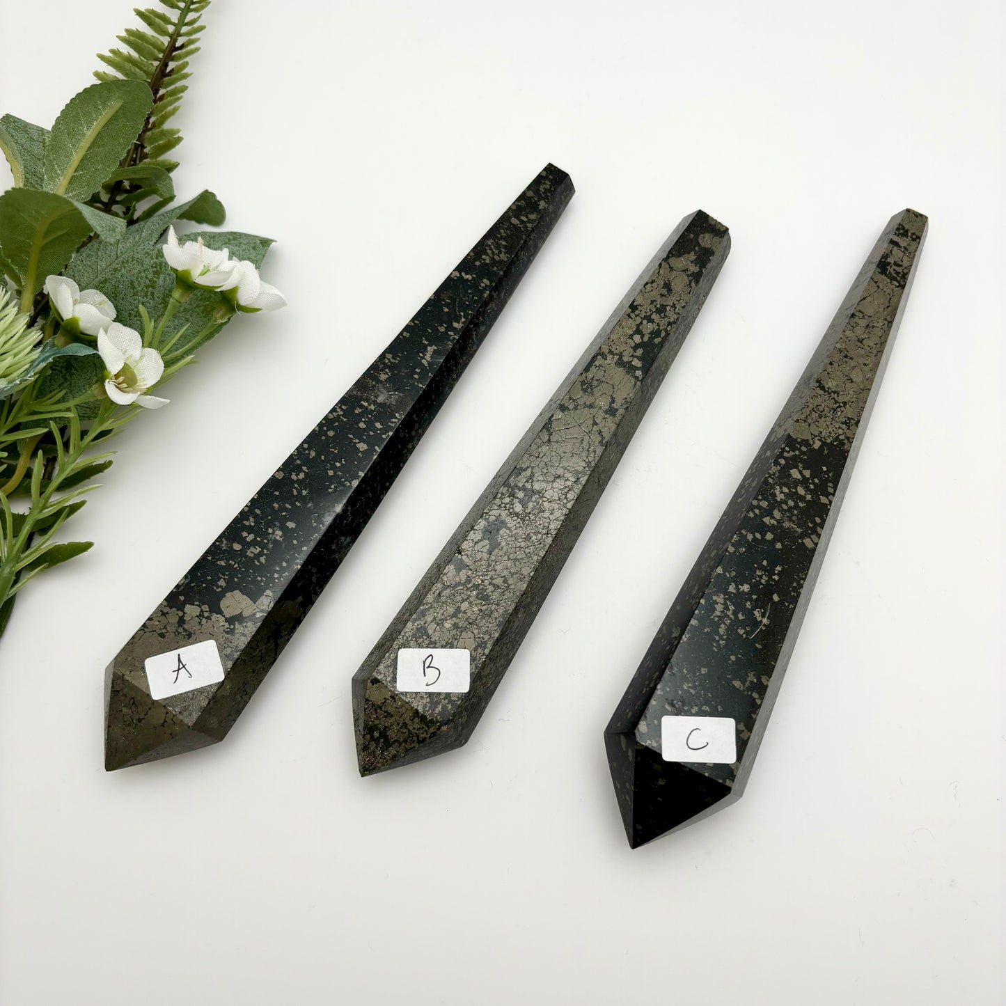 Pyrite with Shungite Sceptres