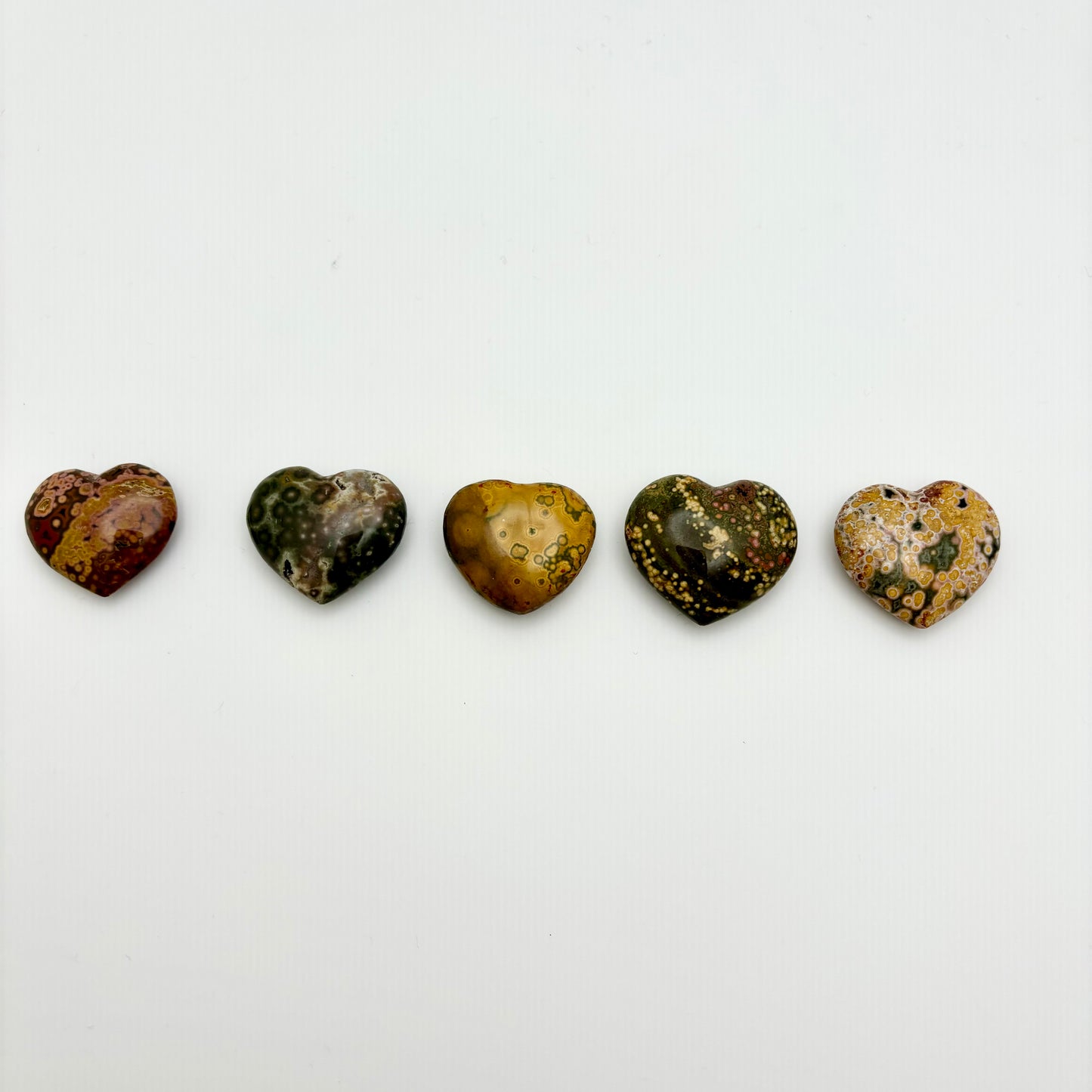 Madagascar Ocean Jasper Hearts (Yellow/Green/Pink)