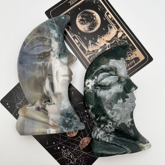 Moss Agate Standing Moons