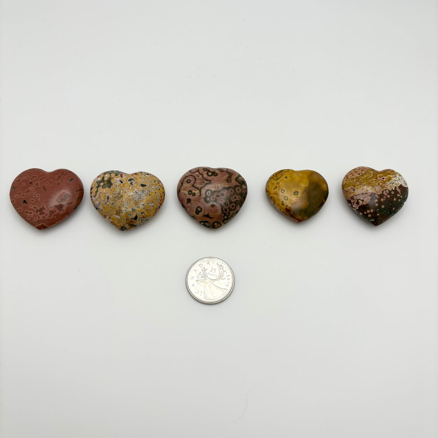 Madagascar Ocean Jasper Hearts (Yellow/Green/Pink)