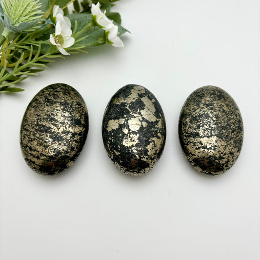 Pyrite with Shungite Palm Stones
