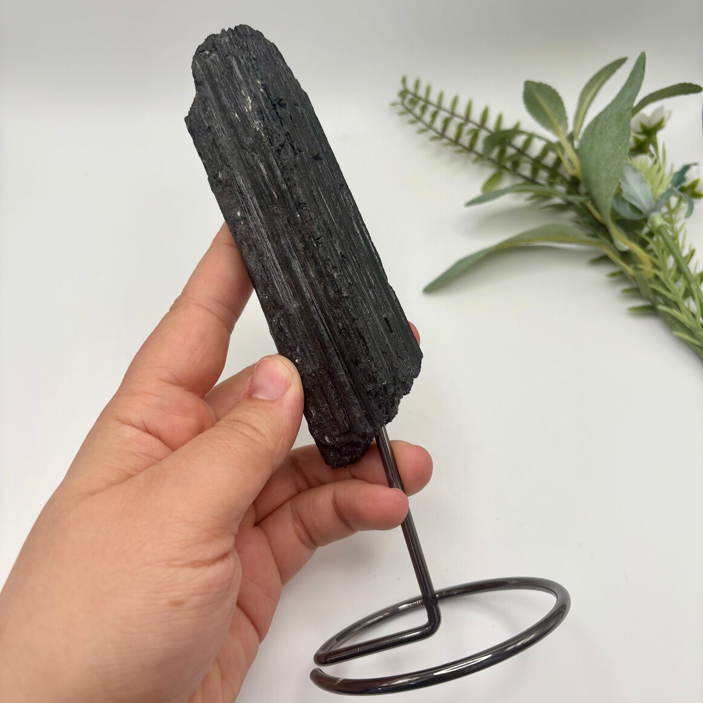 Raw Black Tourmaline Chunks on Stands