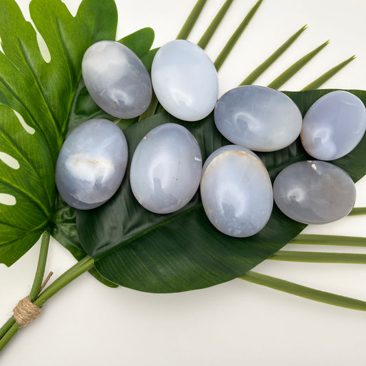 Blue Chalcedony Palm Stones