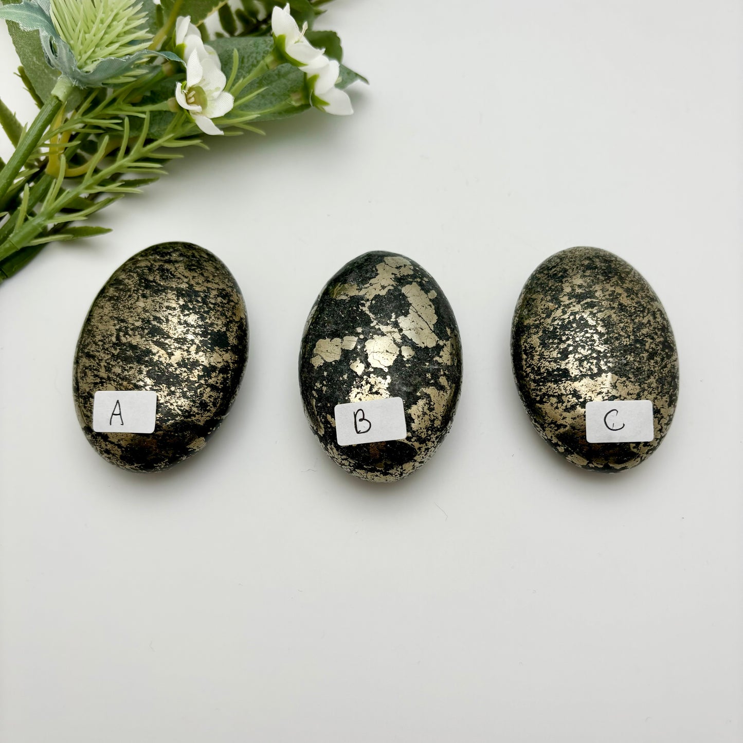Pyrite with Shungite Palm Stones
