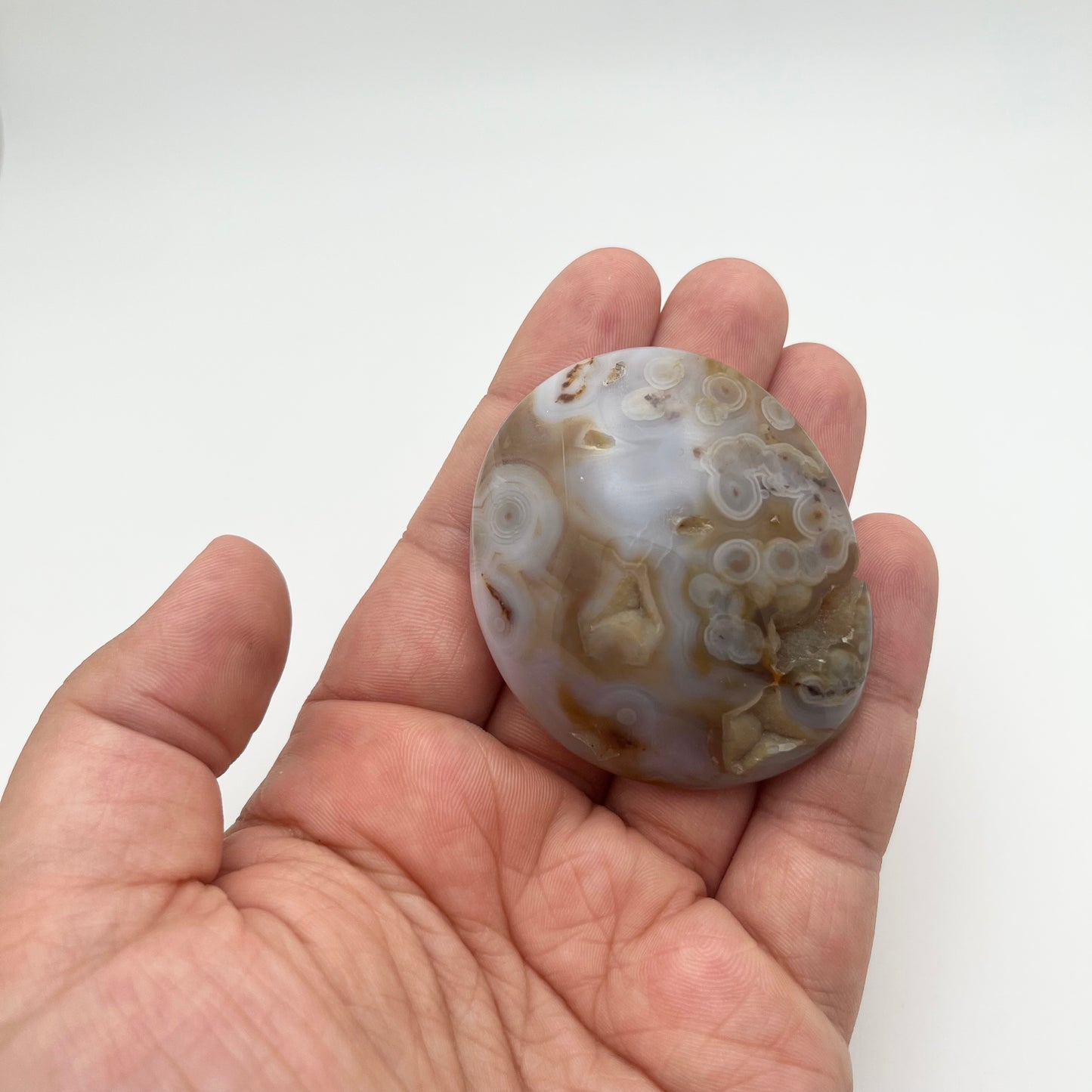 8th Vein Ocean Jasper Palm Stone