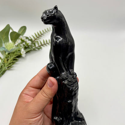 Obsidian Perched Leopard