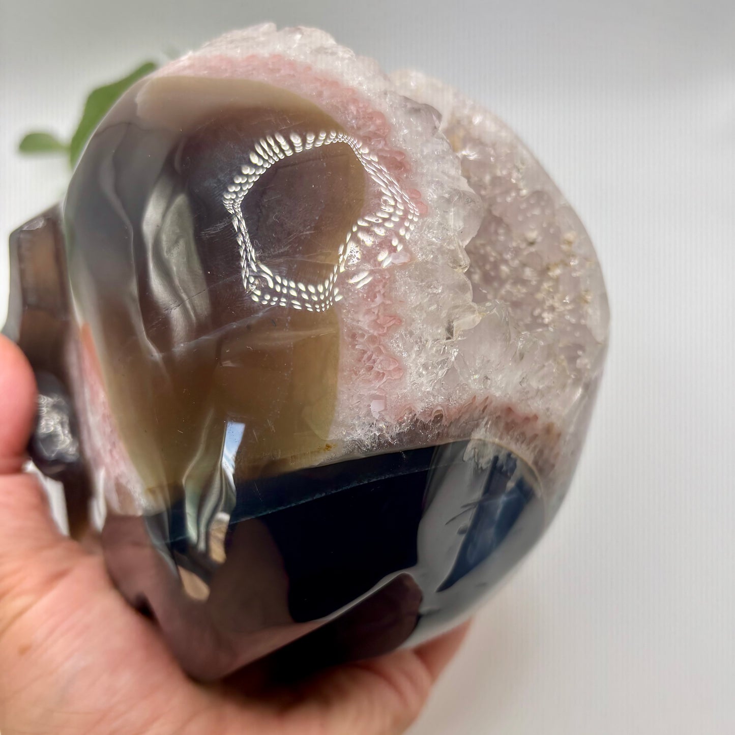 XXL Quartz in Agate Skull