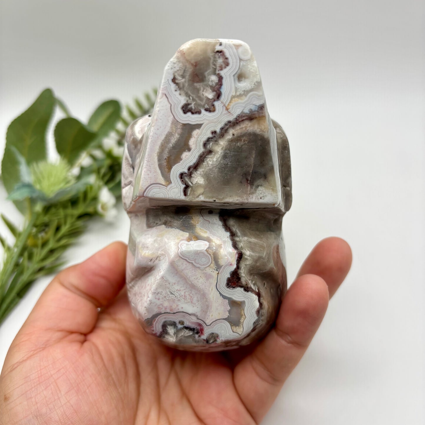 XL Mexican Crazy Lace Agate Skull