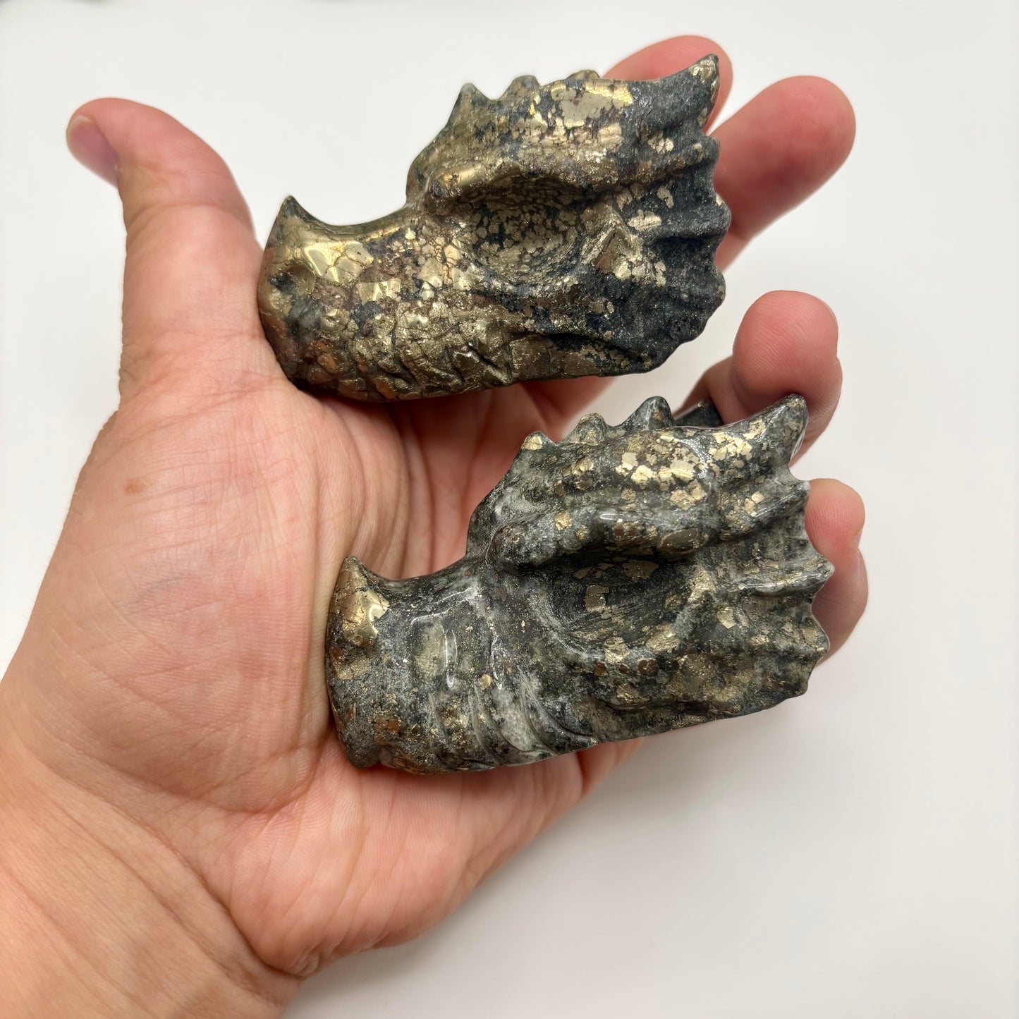 Pyrite with Shungite Dragon Heads