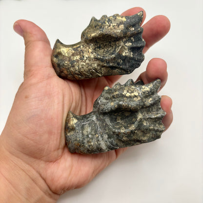 Pyrite with Shungite Dragon Heads
