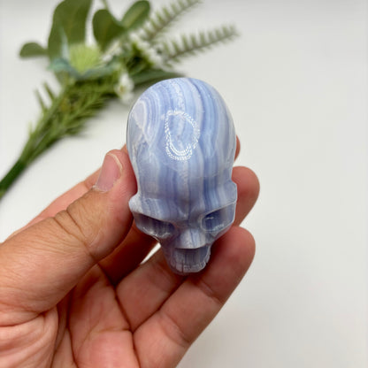 HQ Blue Lace Agate Skull