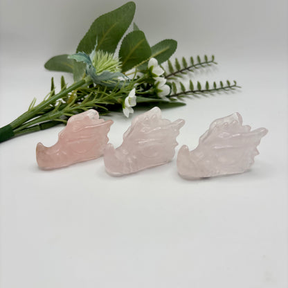 Rose Quartz Dragon Heads