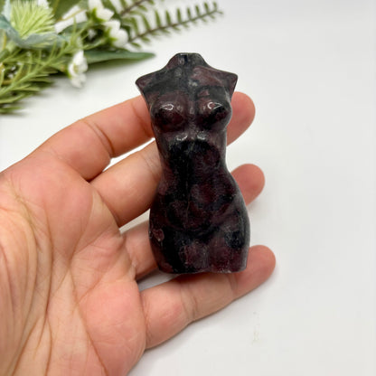 Arfvedsonite with Garnet Goddess