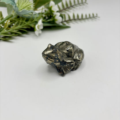 Pyrite with Shungite Frog