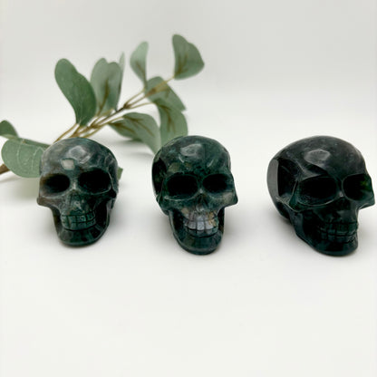 Moss Agate Skulls