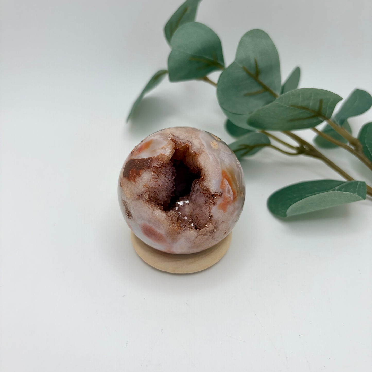 Pink Amethyst with Carnelian Sphere