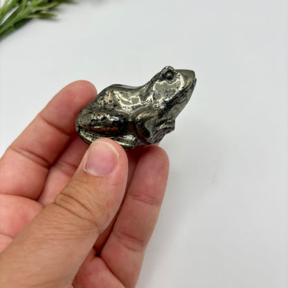 Pyrite with Shungite Frog