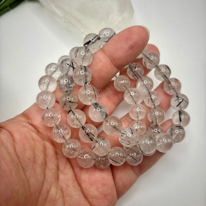 Black Tourmaline in Quartz Bracelets